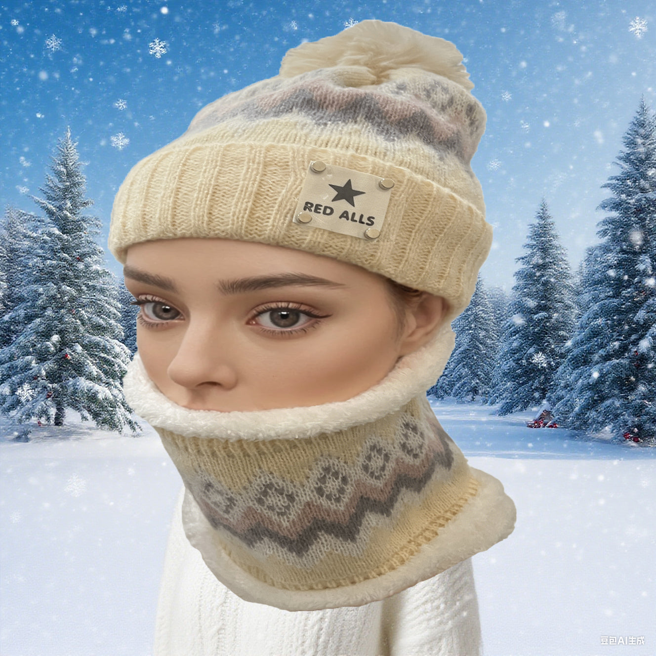 2pcs Conjunto de Chapéu e Cachecol de Inverno para Mulheres - Decoração de Estrelas Chapéu Listrado em Rosa e Branco Fleece Macio Bege/Rosa/Branco/Cinza/Preto, Ajuste Elástico, Forro de Fleece Confortável, Adequado para Esqui, Ciclismo, Clima Frio Diário - Chapéu Multifuncional, Conjunto de Cachecol de Inverno, Chapéu de Inverno para Mulheres, Conjunto de Chapéu e Cachecol, Chapéus de Outono/Inverno para Mulheres