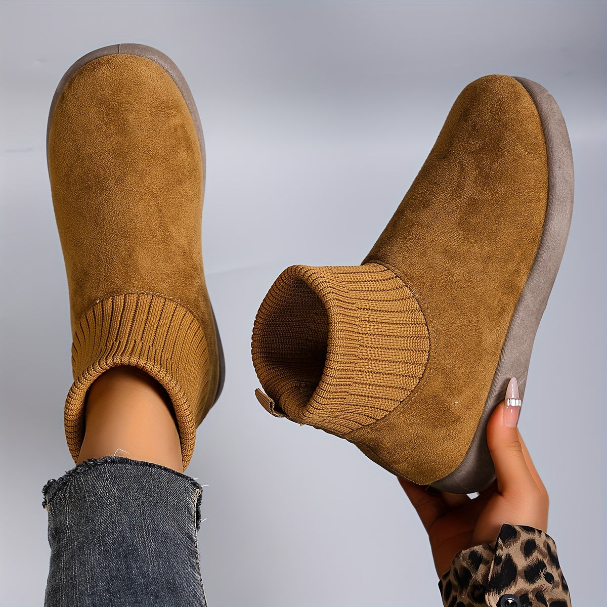 STEPREACH Women'S Winter Boots - Slip-On Ankle Boots with Cushioned Insole, Non-Slip Rubber Sole - Warm Brown - All-Season Casual & Formal Shoes