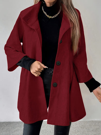 Casaco de tweed borbulhante para mulheres - Vestuário formal e casual longo com fecho de botão frontal, elegante para escritório e festa, para outono/inverno, roupa de frio chique em tom vermelho sofisticado, casacos de inverno para senhoras, moda sazonal, design eterno, construção durável, vestuário exterior elegante, mulheres com consciência da moda, moda de outono, silhueta clássica, material de alta qualidade, mulheres profissionais