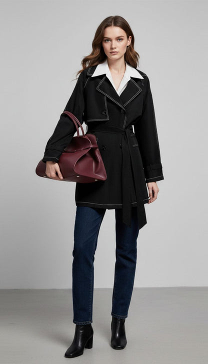 Stylish Women's Windbreaker with Waistbelt