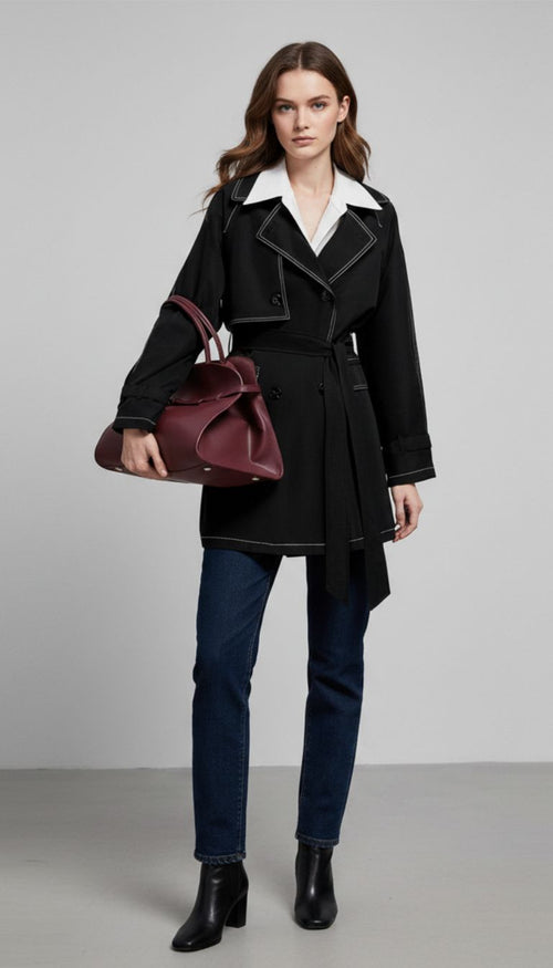 Stylish Women's Windbreaker with Waistbelt