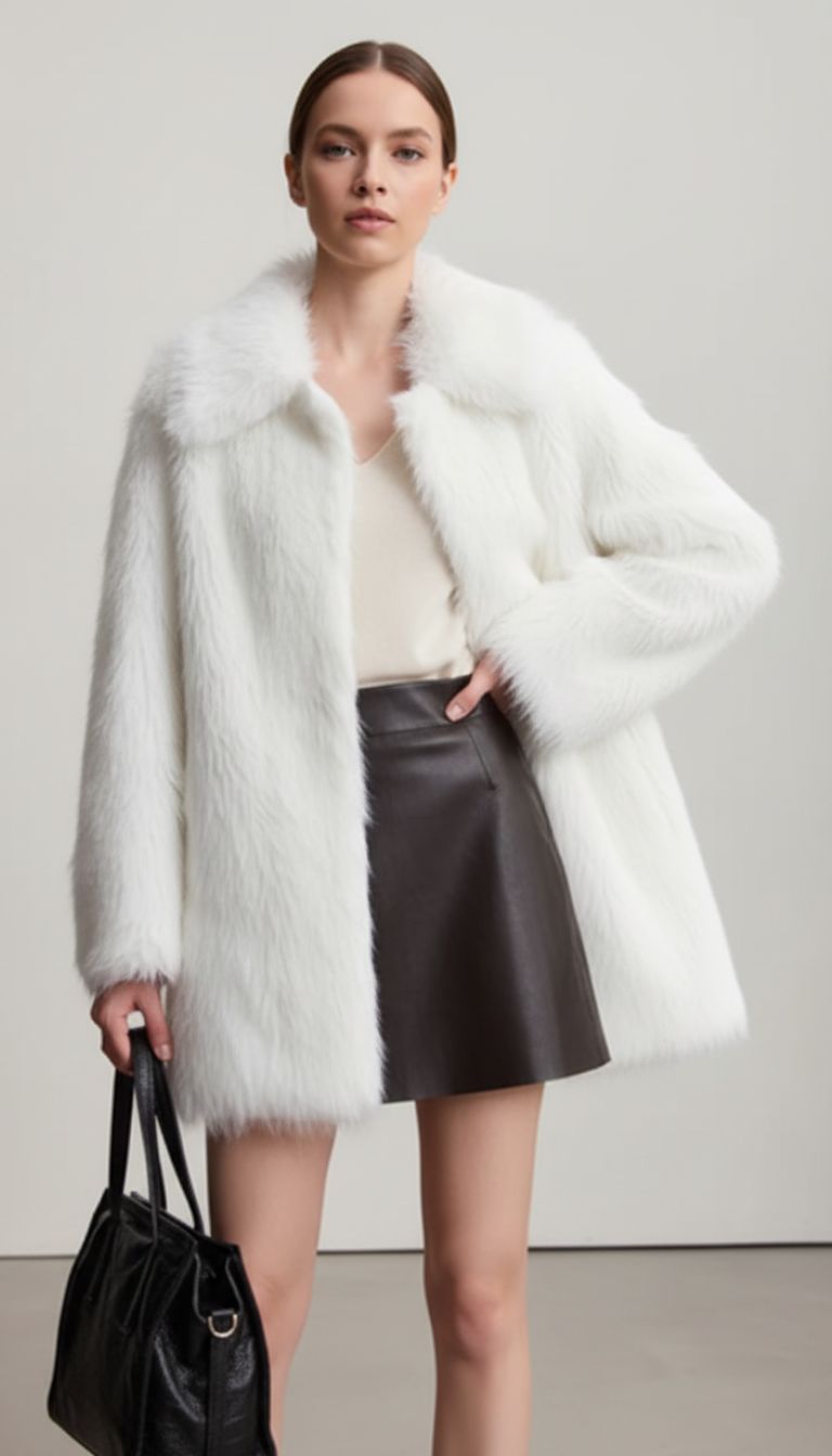 Elegant Faux Fur Coat - Cozy Autumn/Winter Style