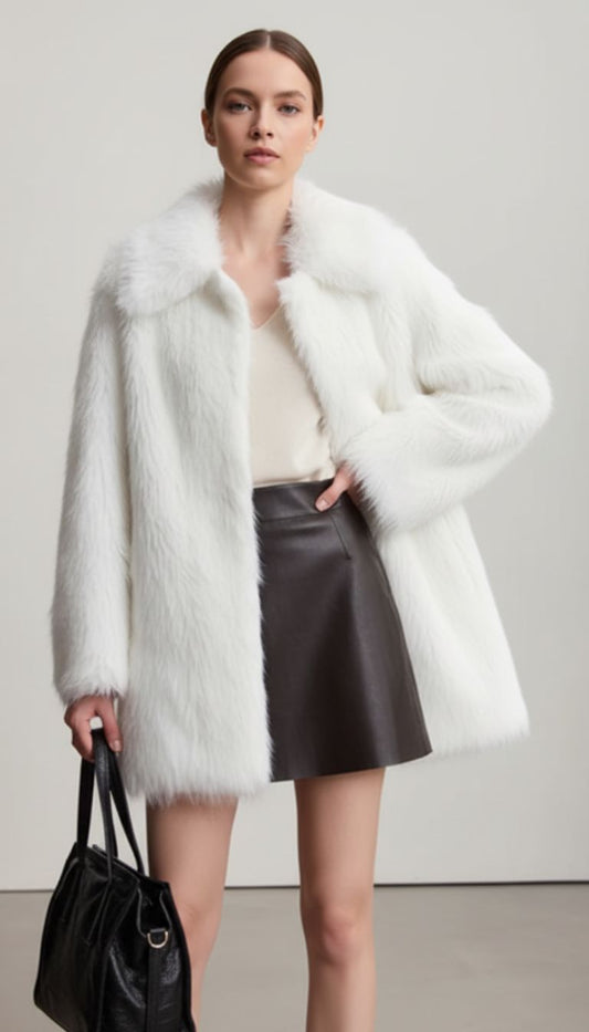 Elegant Faux Fur Coat - Cozy Autumn/Winter Style