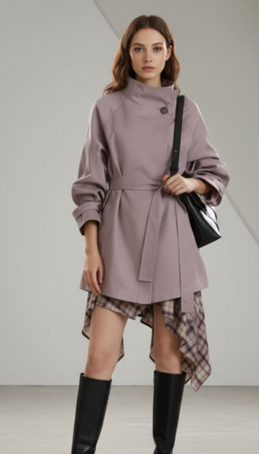 Elegant Stand Collar Women's Trench Coat - Autumn Fashion