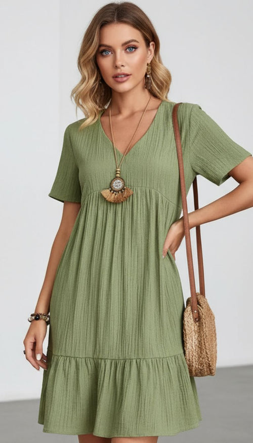 Elegant Summer Peplum V-Neck Dress