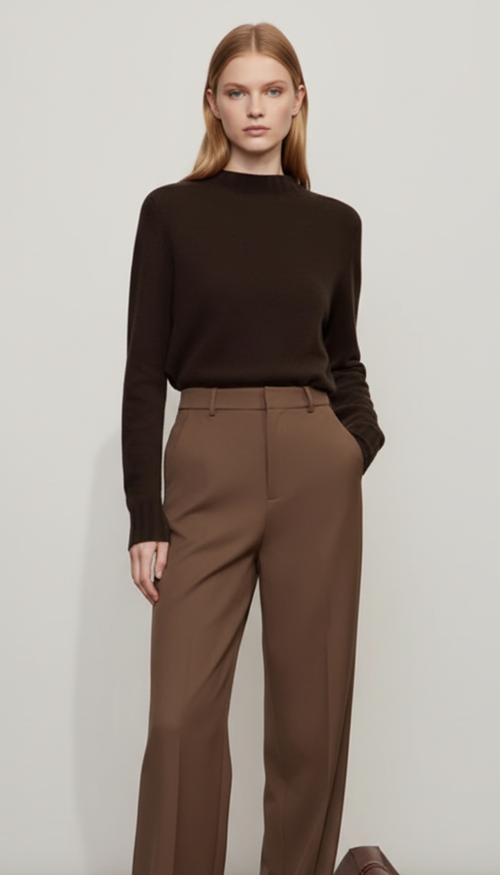 AMII Women's 100% Wool Sweater - Autumn Casual Elegance