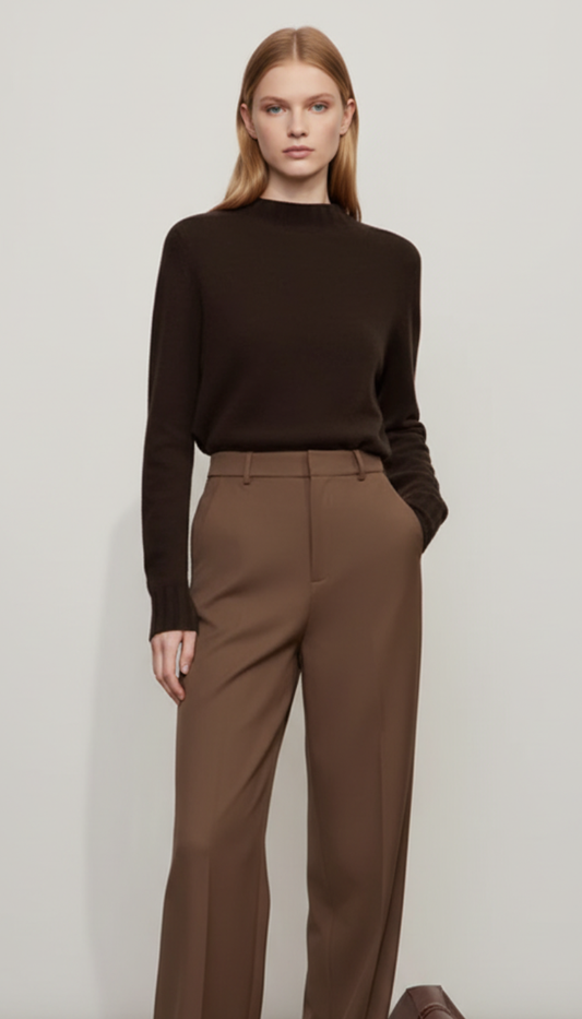 AMII Women's 100% Wool Sweater - Autumn Casual Elegance