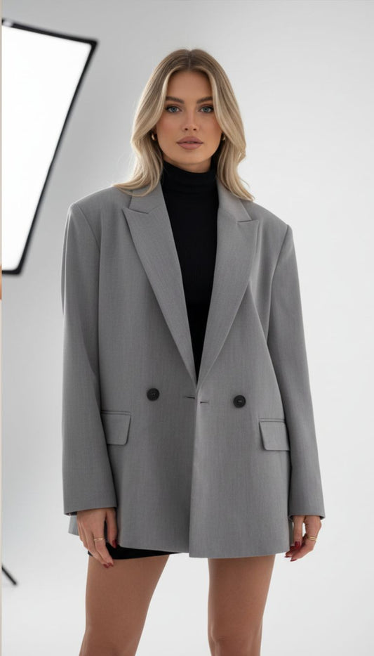 Elegant Women's Double Breasted Blazer - Loose Fit