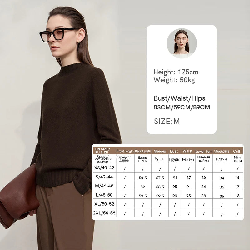 AMII Women's 100% Wool Sweater - Autumn Casual Elegance