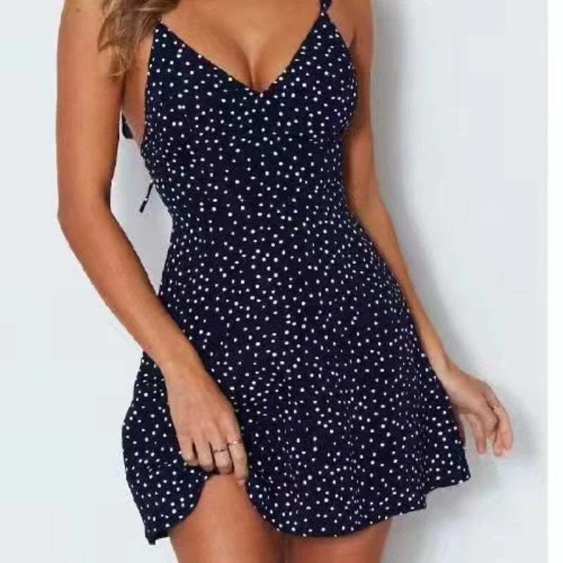 Chic Polka Dot V-Neck Mini Sundress