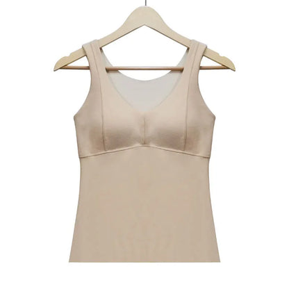 QDouble-Sided Thermal Vest Women with Chest Pads, Integrated Base Layer Autumn and Winter, Thickened Plus Size Top O