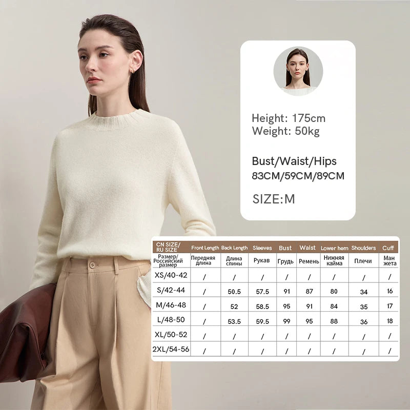 AMII Women's 100% Wool Sweater - Autumn Casual Elegance