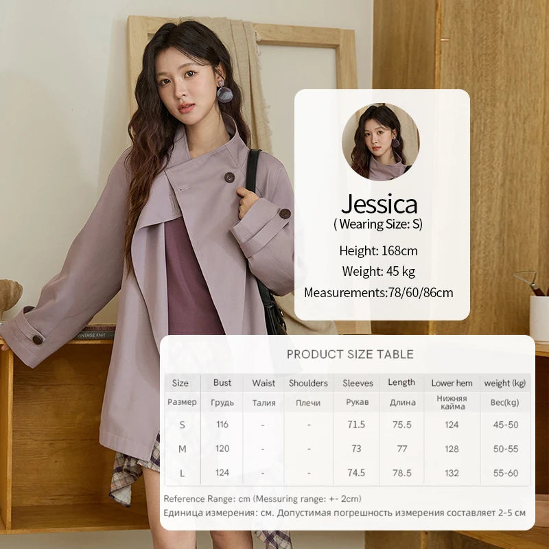 Elegant Stand Collar Women's Trench Coat - Autumn Fashion