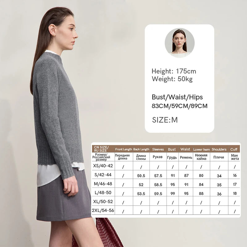 AMII Women's 100% Wool Sweater - Autumn Casual Elegance