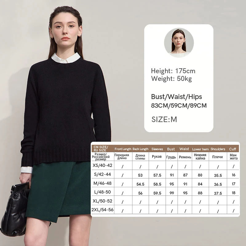 AMII Women's 100% Wool Sweater - Autumn Casual Elegance