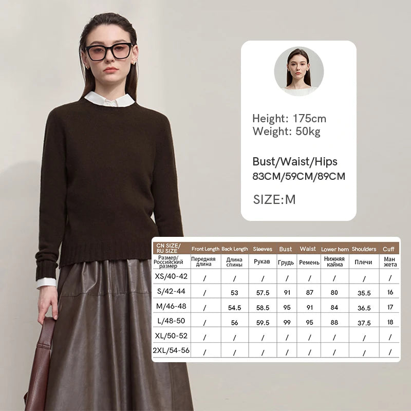 AMII Women's 100% Wool Sweater - Autumn Casual Elegance
