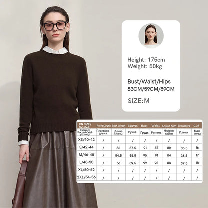 AMII Women's 100% Wool Sweater - Autumn Casual Elegance