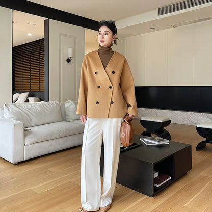 2025 Women's 100% Cashmere Thick Double sided Jacket Classic Multi functional Fashion Suitable for Business