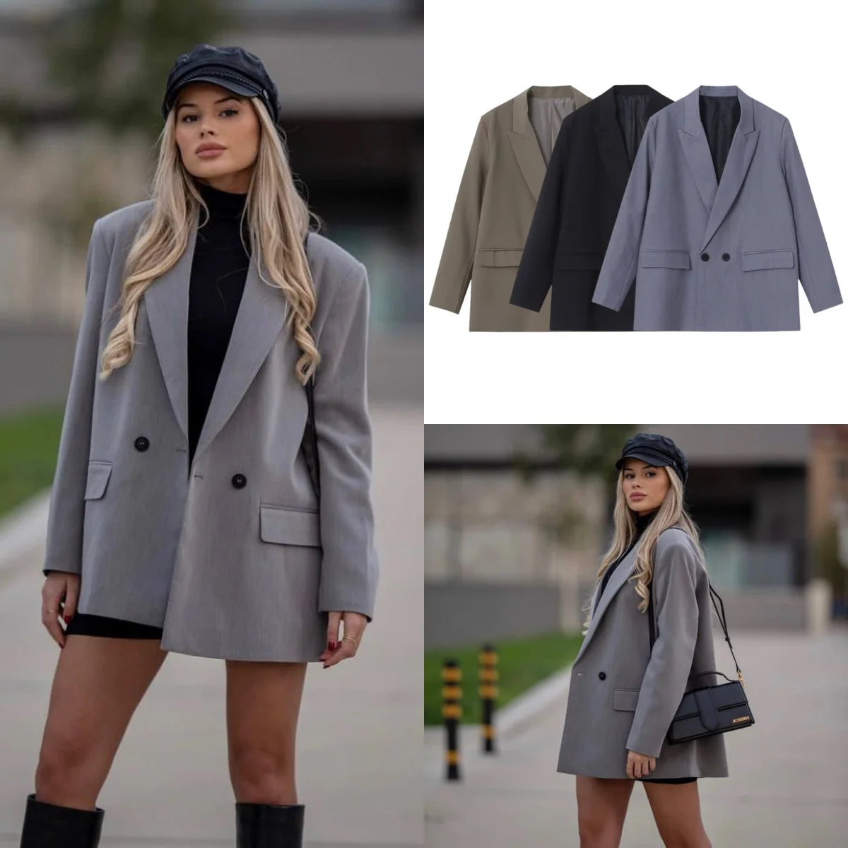 PB&ZASpring/Summer 2023 New Commuting Loose Leisure Fashion Suit Lapel Loose Double Breasted Blazer