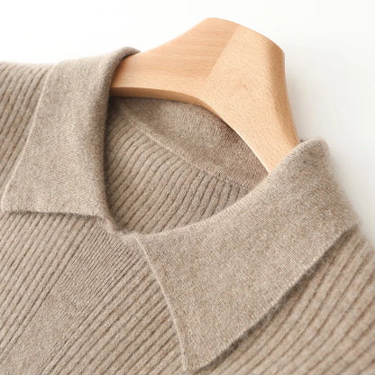 100% pure wool women's long skirt hot sale 2024 winter new fashion cashmere dress women's POLO collar wool clothing