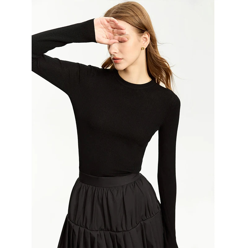 AMII Women's Slim Fit Turtleneck Sweater - High Elastic Warm Pullover