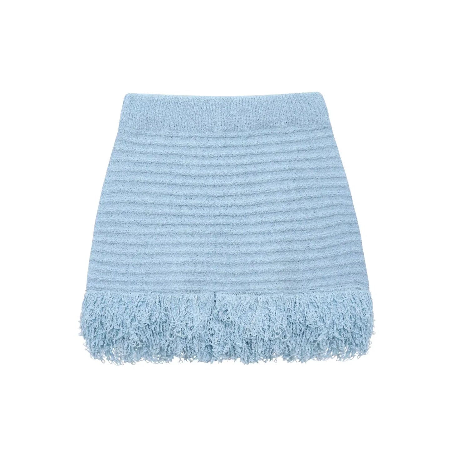 Elegant Knitted Tassel Suit - Chic Turndown Collar