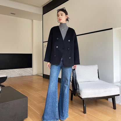 2025 Women's 100% Cashmere Thick Double sided Jacket Classic Multi functional Fashion Suitable for Business