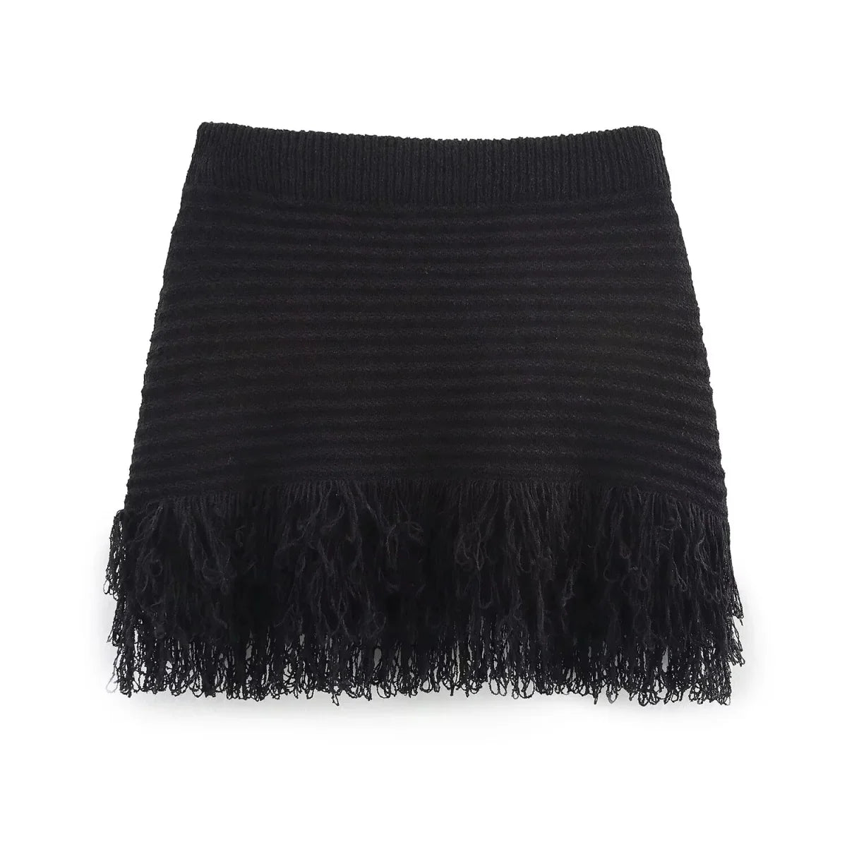 Elegant Knitted Tassel Suit - Chic Turndown Collar