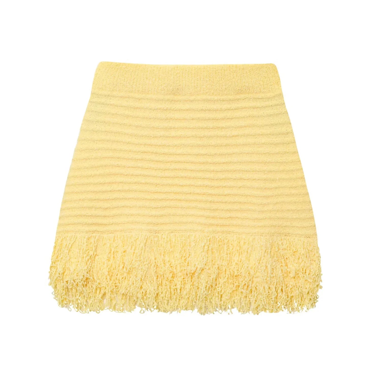 Elegant Knitted Tassel Suit - Chic Turndown Collar