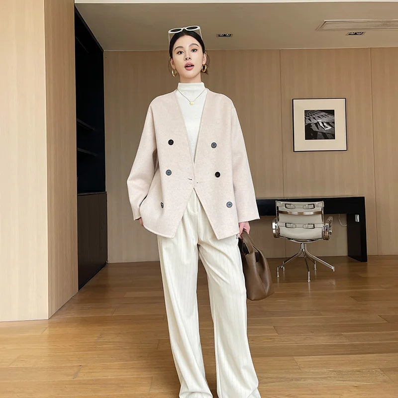 2025 Women's 100% Cashmere Thick Double sided Jacket Classic Multi functional Fashion Suitable for Business