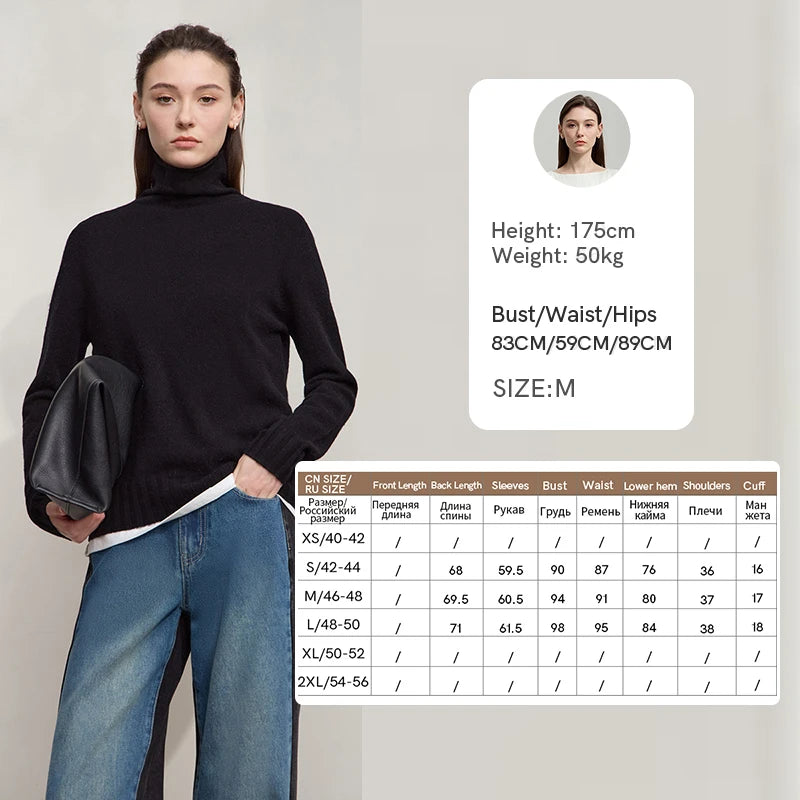 AMII Women's 100% Wool Sweater - Autumn Casual Elegance