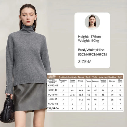 AMII Women's 100% Wool Sweater - Autumn Casual Elegance