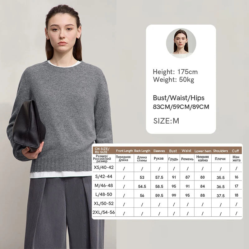 AMII Women's 100% Wool Sweater - Autumn Casual Elegance