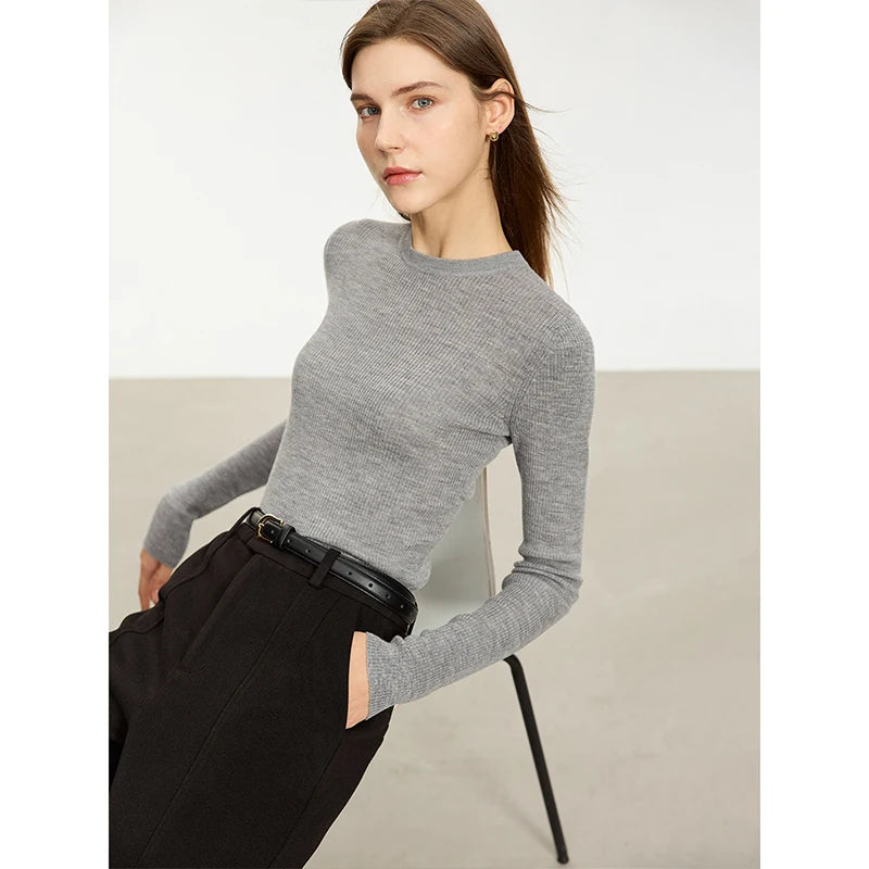 AMII Women's Slim Fit Turtleneck Sweater - High Elastic Warm Pullover