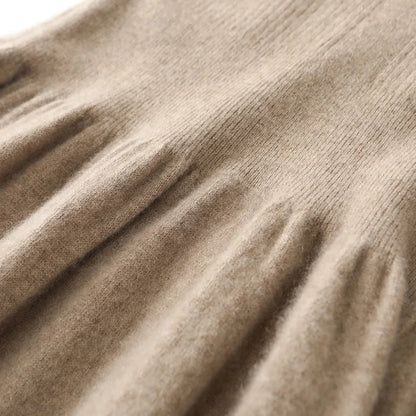 100% pure wool women's long skirt hot sale 2024 winter new fashion cashmere dress women's POLO collar wool clothing