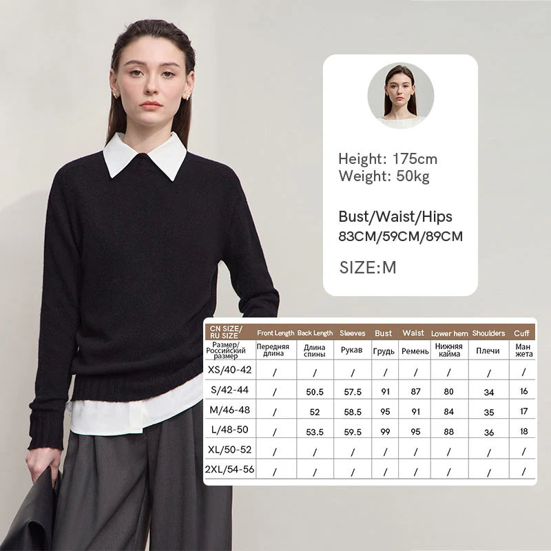 AMII Women's 100% Wool Sweater - Autumn Casual Elegance