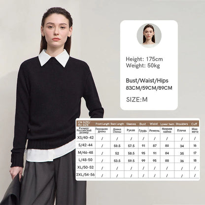 AMII Women's 100% Wool Sweater - Autumn Casual Elegance