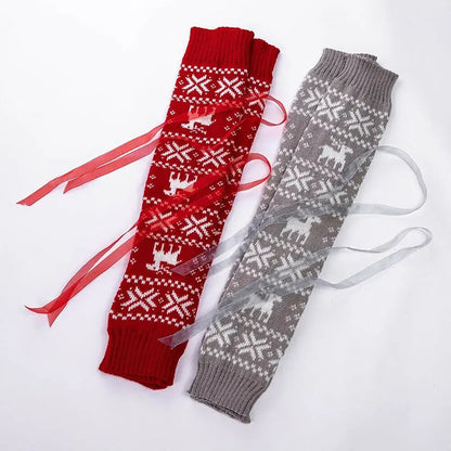 2025 Christmas Knitted Thigh-High Stockings – Cozy Winter Socks