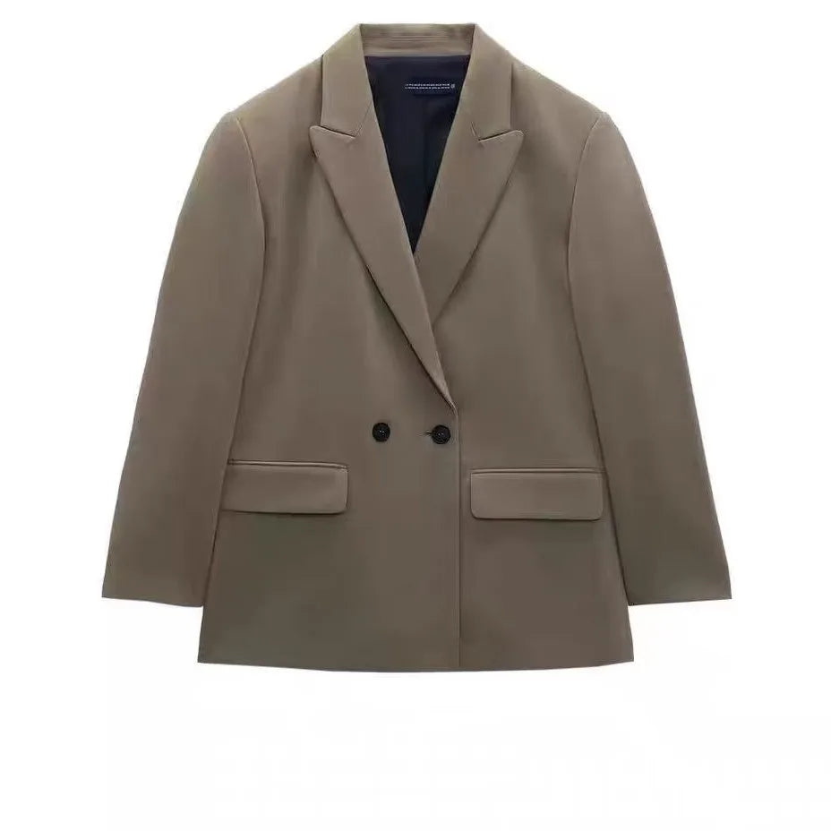 Elegant Women's Double Breasted Blazer - Loose Fit