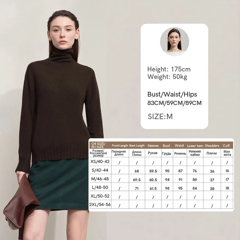AMII Women's 100% Wool Sweater - Autumn Casual Elegance