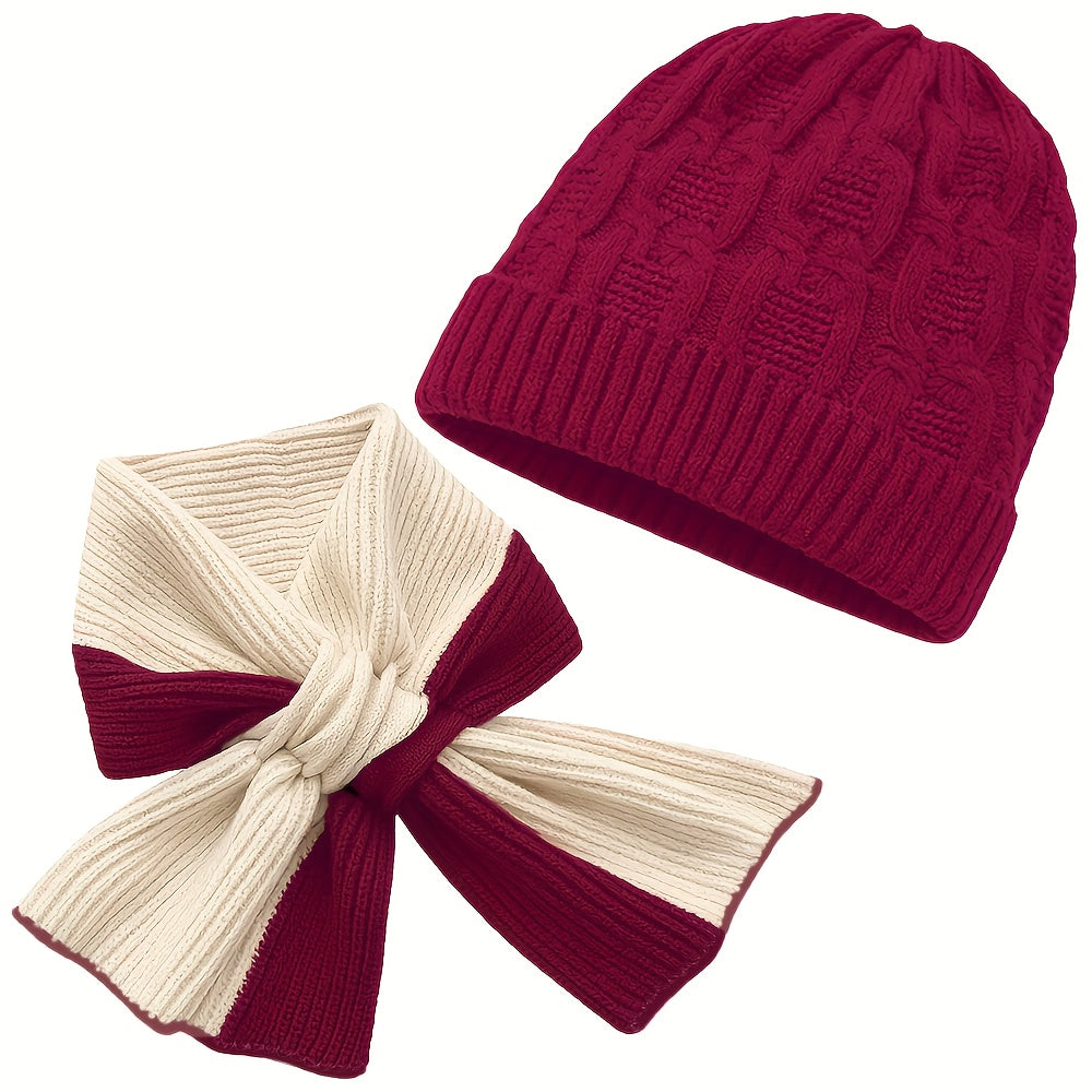 1 Conjunto Elegante de Chapéu e Cachecol de Cor Sólida, Gorro Quente e Moderno de Outono Inverno com Múltiplas Cores Disponíveis, Acessórios de Inverno, Moda de Inverno, Amantes da Moda, Gorro Elegante, Textura Suave, Design Clássico, Cachecol a Combinar, Acessório de Cabeça Aconchegante