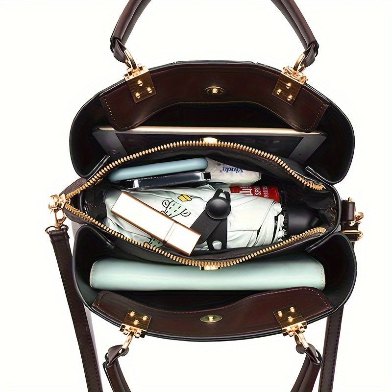 Gift for Mom Large Capacity Handbag, Family Bag, Vintage Fashion Crossbody Shoulder Bag with Print, Versatile and Portable Gratitude Gift