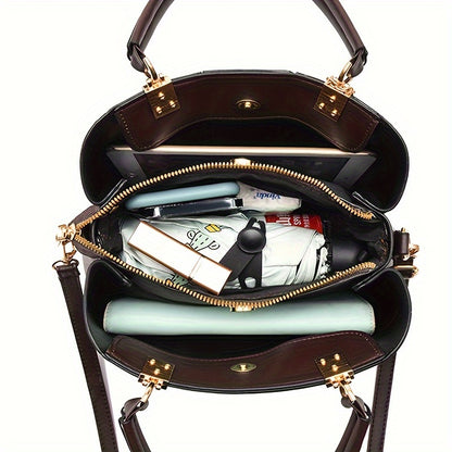 Gift for Mom Large Capacity Handbag, Family Bag, Vintage Fashion Crossbody Shoulder Bag with Print, Versatile and Portable Gratitude Gift