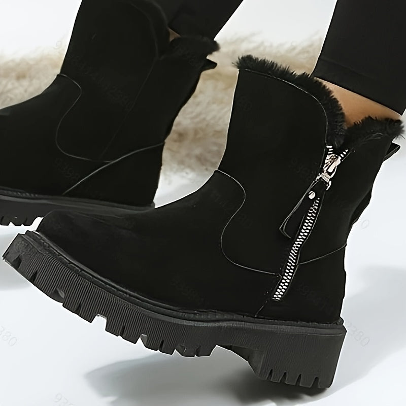 2025 Winter Women's Snow Boots: Anti-Slip Short Boots with Fleece Lining, Thickened and Warm Design