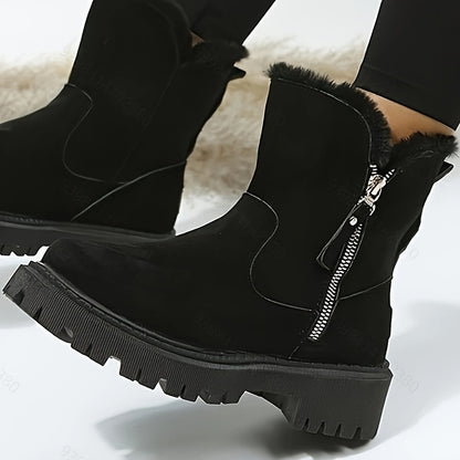 2025 Winter Women's Snow Boots: Anti-Slip Short Boots with Fleece Lining, Thickened and Warm Design
