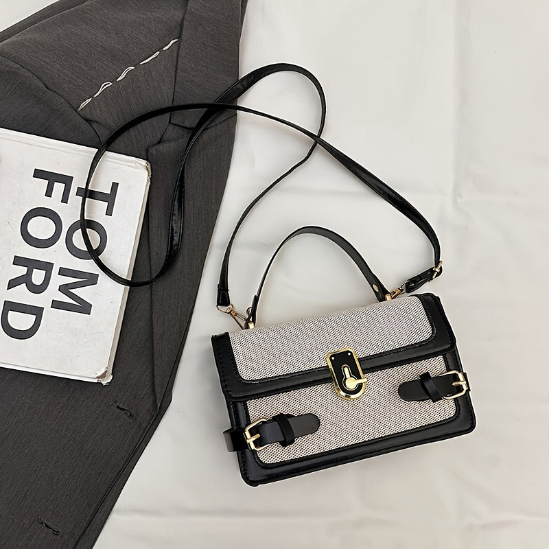 Fashionable Small Square Messenger Bag |, Zipper Closure, Adjustable Strap, Mixed Color, Retro Style, Unisex