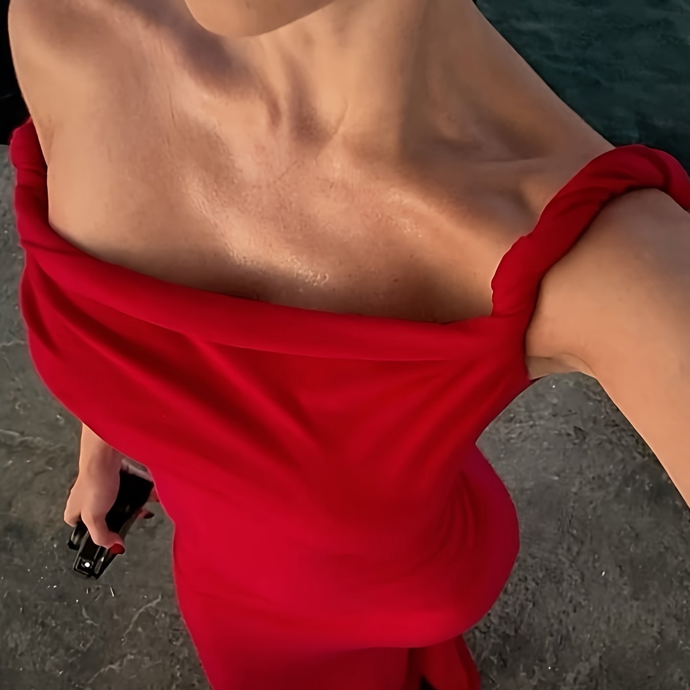 Elegant Red Off-Shoulder Maxi Dress - Perfect for Summer