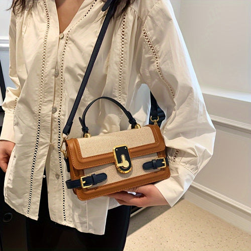 Fashionable Small Square Messenger Bag |, Zipper Closure, Adjustable Strap, Mixed Color, Retro Style, Unisex