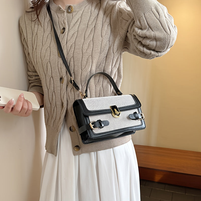 Fashionable Small Square Messenger Bag |, Zipper Closure, Adjustable Strap, Mixed Color, Retro Style, Unisex