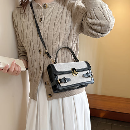 Fashionable Small Square Messenger Bag |, Zipper Closure, Adjustable Strap, Mixed Color, Retro Style, Unisex